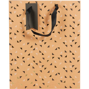 Pack of 3 Patterned Kraft Gift Bags - Black and Brown