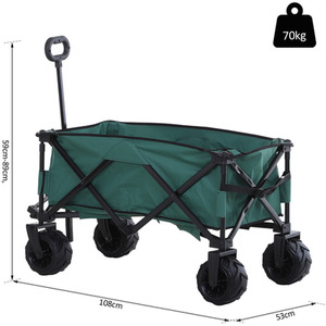 Outsunny Outdoor Pull Cart Folding Cargo Wagon - Green by Outsunny