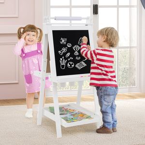 3-in-1 Kids Double-sided Art Easel - White by Costway