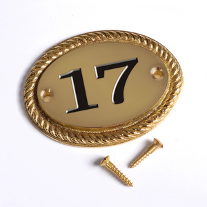 Brass Engraved Oval No 17 by The house nameplate company