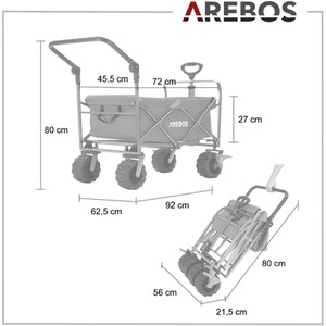 Hand Cart with Telescopic Push Bar - Foldable - Black by AREBOS