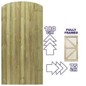 Overlapped Feather Edge Pathway Fully Framed Arch Top Pedestrian Garden Gate - Pressure Treated (Tanalised) / 75cm by Premier Garden Supplies