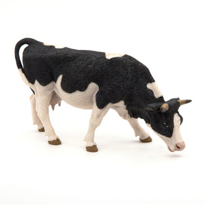 PAPO Farmyard Friends Black White Grazing Cow Toy Figure - Black by PAPO