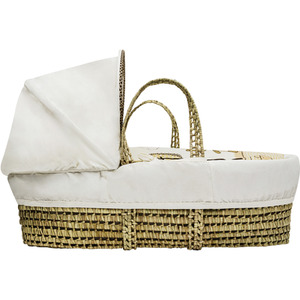 Tiny Ted Cream Moses Basket with Chester Rocking Stand Natural - White by Kinder Valley