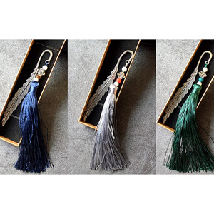 Metal Feather shape Tassel Bookmark - Red