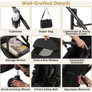 3-in-1 Newborn Stroller - Black by Costway