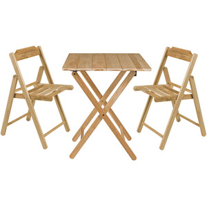 Tramontina Folding Patio Bistro Set - Natural / 1 x Table; 2 x Chairs by Tramontina