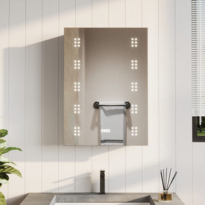 Wall Mounted LED Mirror Cabinet with Demister Pad and Shaver Socket - Chrome by Livingandhome