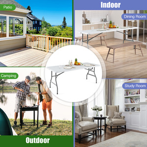 Utility Long Camping Table - White by Costway