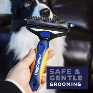 Dog Grooming Brush - Blue & Yellow / Dual Brush by DogCratesPlus