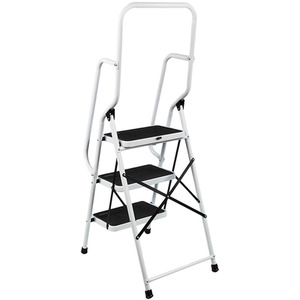 Step Ladder With Handrail - White / 3-Step by Vida Designs