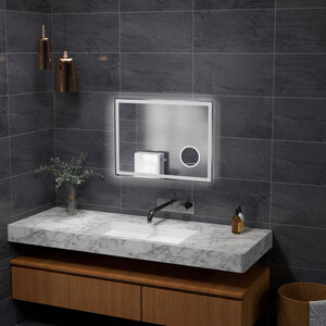 kleankin Bathroom Mirror with Front and Backlit, 3X Magnification, Anti-Fog - Clear by kleankin