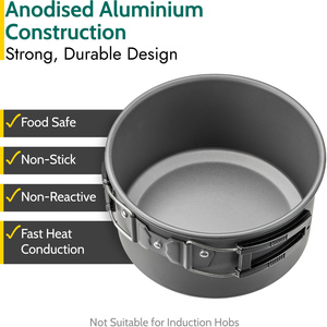 Camping Cookware 27Pc Set 4 Person with Kettle - Black by Trail