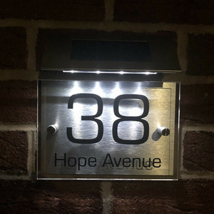 Personalised House Sign and Solar Light - Silver