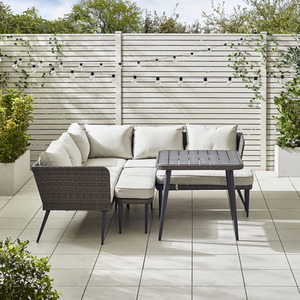 Rattan Outdoor Sofa Set - Seychelles Grey Corner Garden Sofa and Table - 9 Seat - Brown by FurnitureboxUK