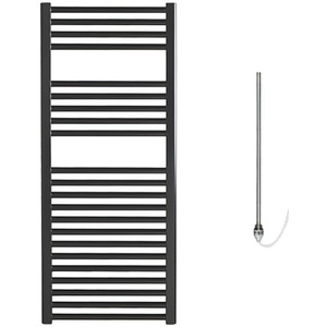 Bray Electric Heated Towel Rail, Prefilled, Straight, Black - Black / 120cm by SolAire Heating Products