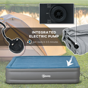 Outsunny Inflatable Queen Air Bed with Electric Pump - Blue by Outsunny