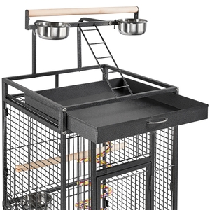 Rolling Metal Bird Cage with Playtop - Black by Yaheetech