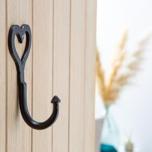 65x130mm Single Heart Hook Black - Black by Hammer and Tongs
