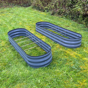 Large Metal Oval Raised Vegetable Bed - Grey / 2 by Selections