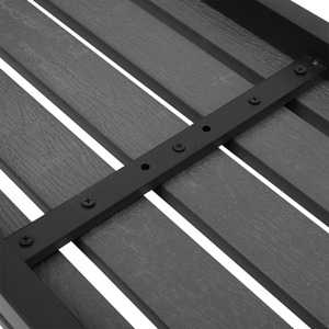 HomeScape Outdoor Dining Set with Benches - Grey Top + Black Frame by Kindred Trading LTD