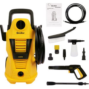 Powerful Electric 1400W Pressure Washer With Car Kit - Yellow by Groundlevel