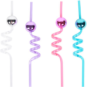 Pack of 4 MY Disco Ball Shaped Straws - Multicolour by My Kitchen