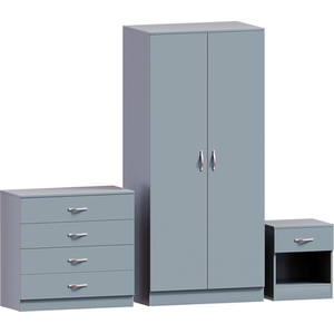 Riano Trio Bedroom Set - Grey / 75cm / Chipboard by Vida Designs