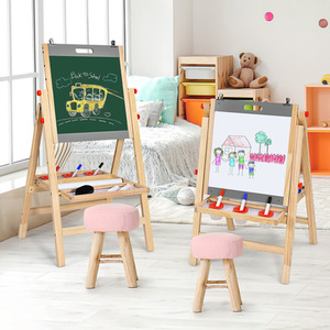 3-In-1 Foldable Kids Easel - Grey by Costway