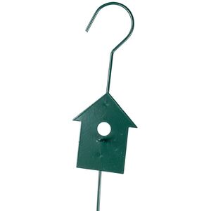 Metal Spring Bird Feeder with Bird House Design - Green by Homescapes