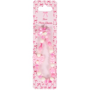 Bow Phone Charm - Pink and White