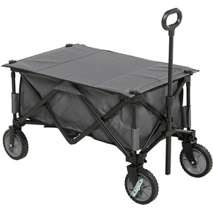 Outsunny Folding Garden Trolley on Wheels Trolley Utility Wagon - Grey by Outsunny