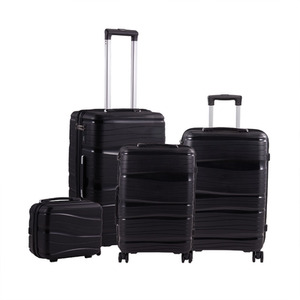 4PCS Lockable Travel Suitcase Set - Black by Livingandhome