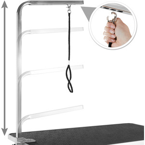 Dog Grooming Table With Arm - Black/White by tectake