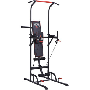 HOMCOM Multifunction Home Workout Station Tower - Black and Red by HOMCOM