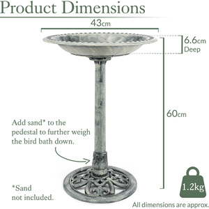 Round Pedestal Bird Bath by Christow