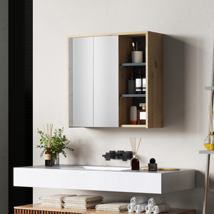 HOMCOM Bathroom Wall Mounted Mirror Cabinet Natural by HOMCOM