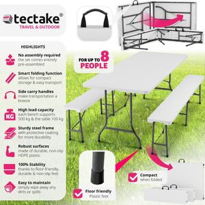Dining Table And Bench Set - White by tectake