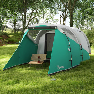 Outsunny 2 Room Camping Tent for 4-5 Man, 3000mm Waterproof, Green - Green by Outsunny