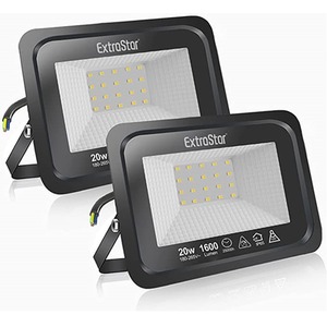 20W LED Flood Light, 6500K, IP65 - Black / 2 by ExtraStar