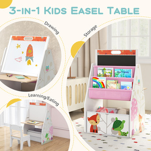 Double-Sided Kids Art Easel Toddler Table Chair Set by Costway