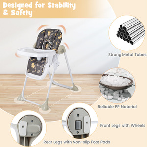 Folding Baby Highchair with Recline Footrest - Black by Costway