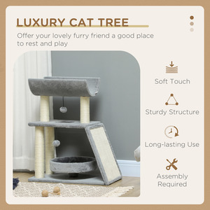 PawHut Cat Tree Tower with Scratching Posts, Pad, Bed, Perch, Toy Ball by PawHut