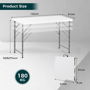 122 cm Portable Camping Table - White by Costway