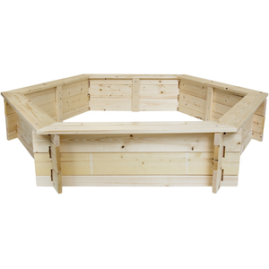 Kids Children Outdoor Hexagonal FSC Wood Sand Pit Box Play - Brown by Charles Bentley