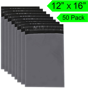 Extra Strong 60 Micron Self Seal Mail Bags - Set of 50 - Grey / 12 x 16 Inches by Groundlevel