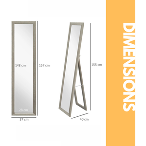 Rustic Full Length Mirror Freestanding Or Hanging - Grey by Pirlo Plush