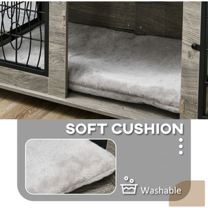 PawHut Dog Crate Furniture End Table Indoor for Medium and Large Dogs - Grey / 56cm by PawHut