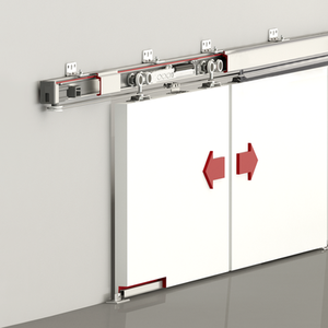 One Way Soft Close Double Symmetric Synchronised Sliding Door Gear Kit 6000mm - Silver by DecorAndDecor