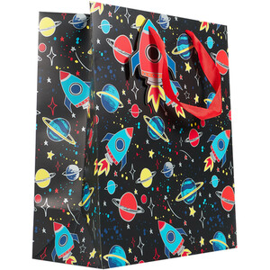 Pack of 2 Dinosaur and Space Large Gift Bags - Black